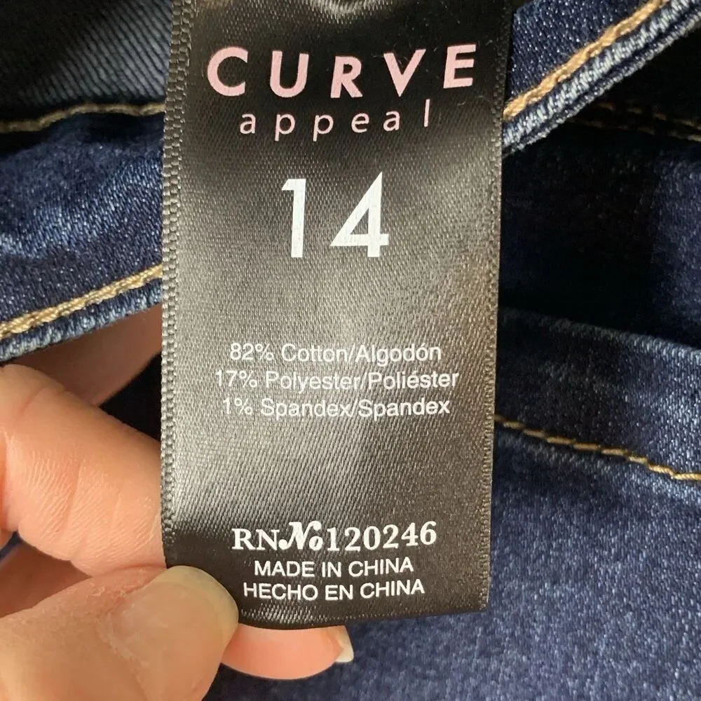 Curve Appeal Jeans Women 14 Blue Straight Leg Momcore Preppy Casual NWT - Picture 5 of 9